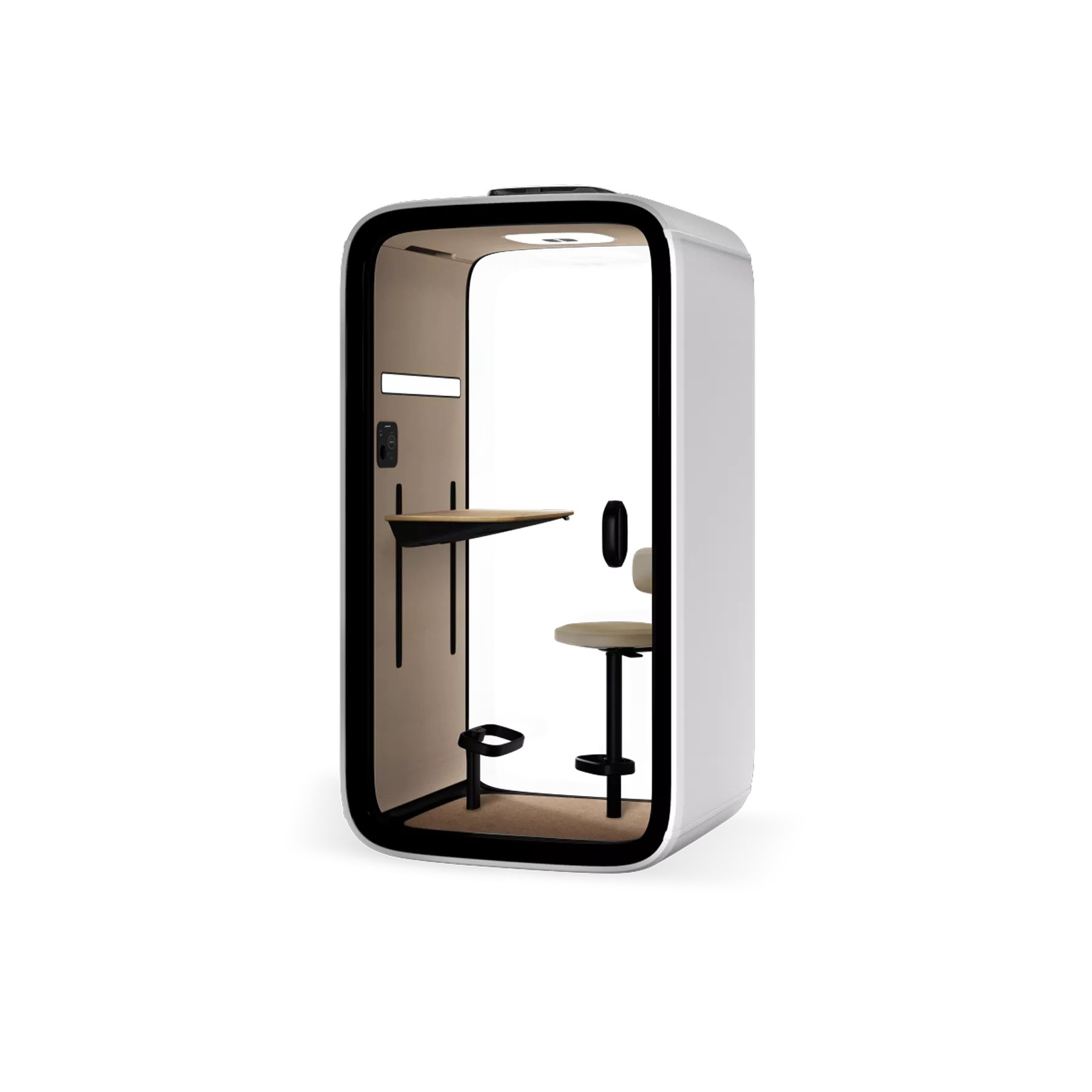 Enceinte connectée premium avec revêtement en tissu acoustique gris et commandes tactiles sur le dessus. Son design cylindrique élégant dissimule une technologie audio avancée pour une diffusion sonore à 360 degrés dans tout espace de vie moderne.
