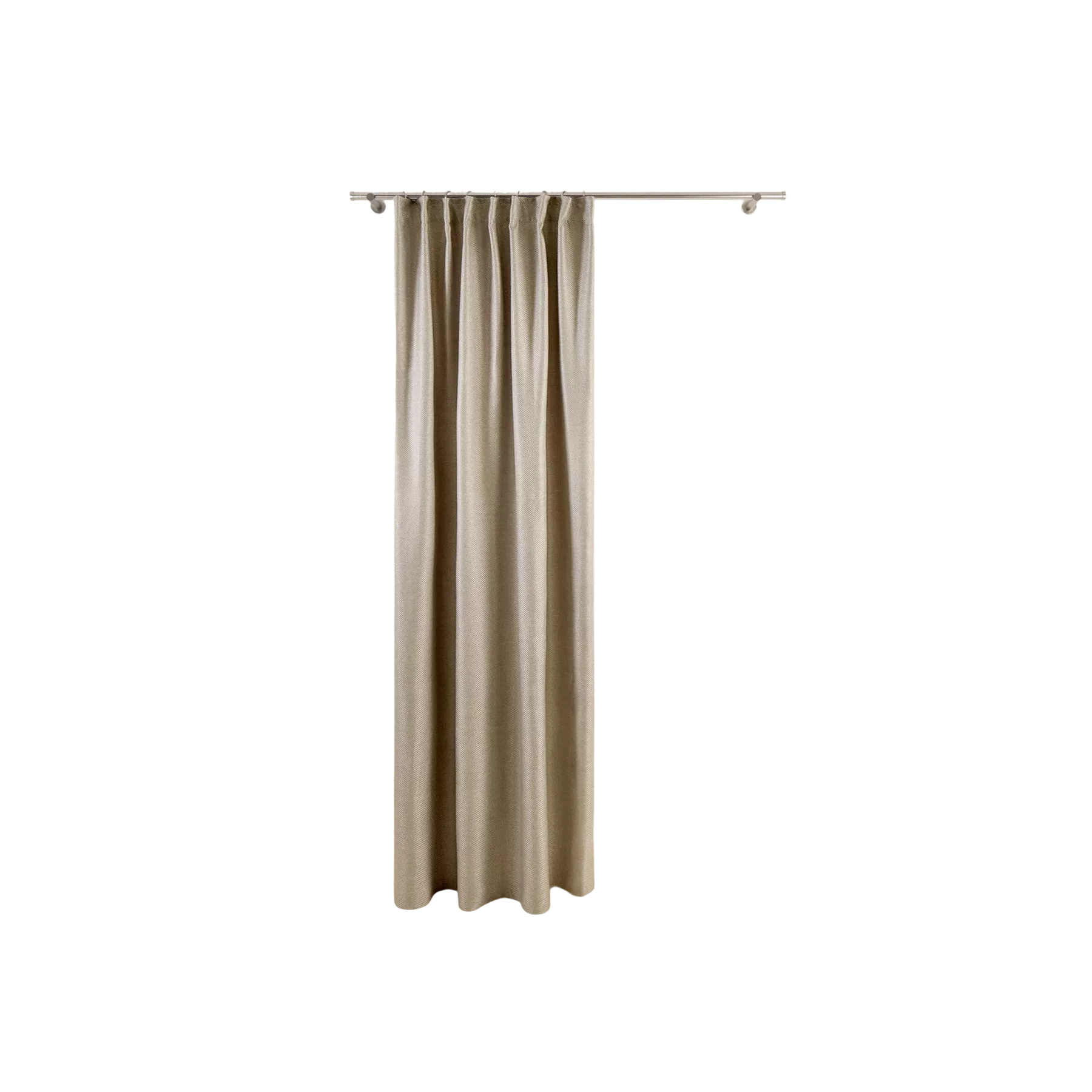 Rideau en lin naturel beige avec tringle minimaliste en métal argenté. Sa texture authentique laisse délicatement filtrer la lumière tout en préservant l'intimité, apportant une touche de douceur et d'élégance intemporelle à toute pièce.