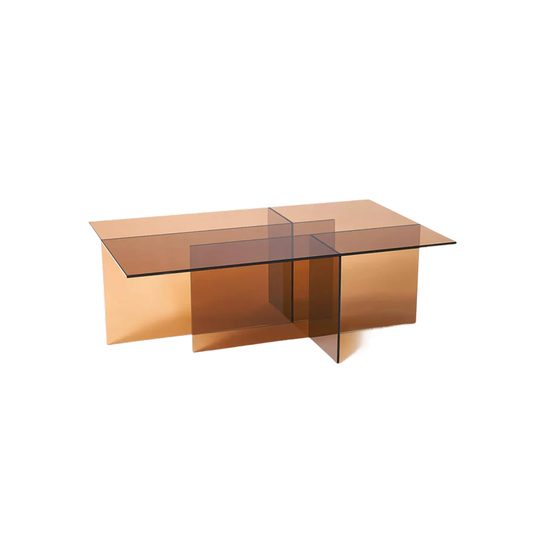 Table basse rectangulaire en bois de chêne clair avec façade à lamelles et pieds fins